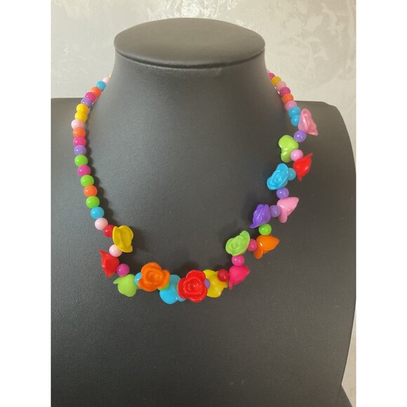 Colorful Beaded Necklace Set With Star & Flower Charms For Kids - Picture 5 of 6